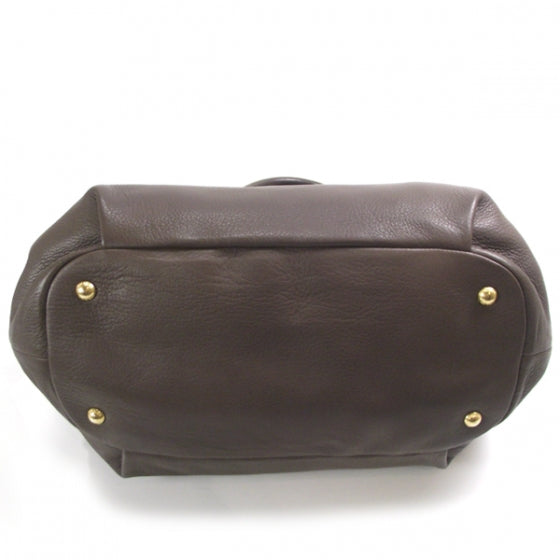 Prada Leather Logo Satchel Brown 4 of 12