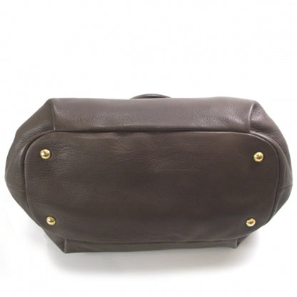 Prada Leather Logo Satchel Brown 4 of 12