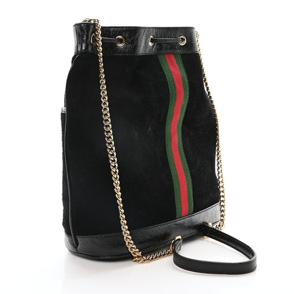 Gucci Suede Patent Web Medium Rajah Bucket Bag Black 3 of 10