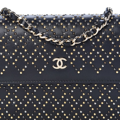 Chanel Lambskin Studded Chain Wallet Black 11 of 12