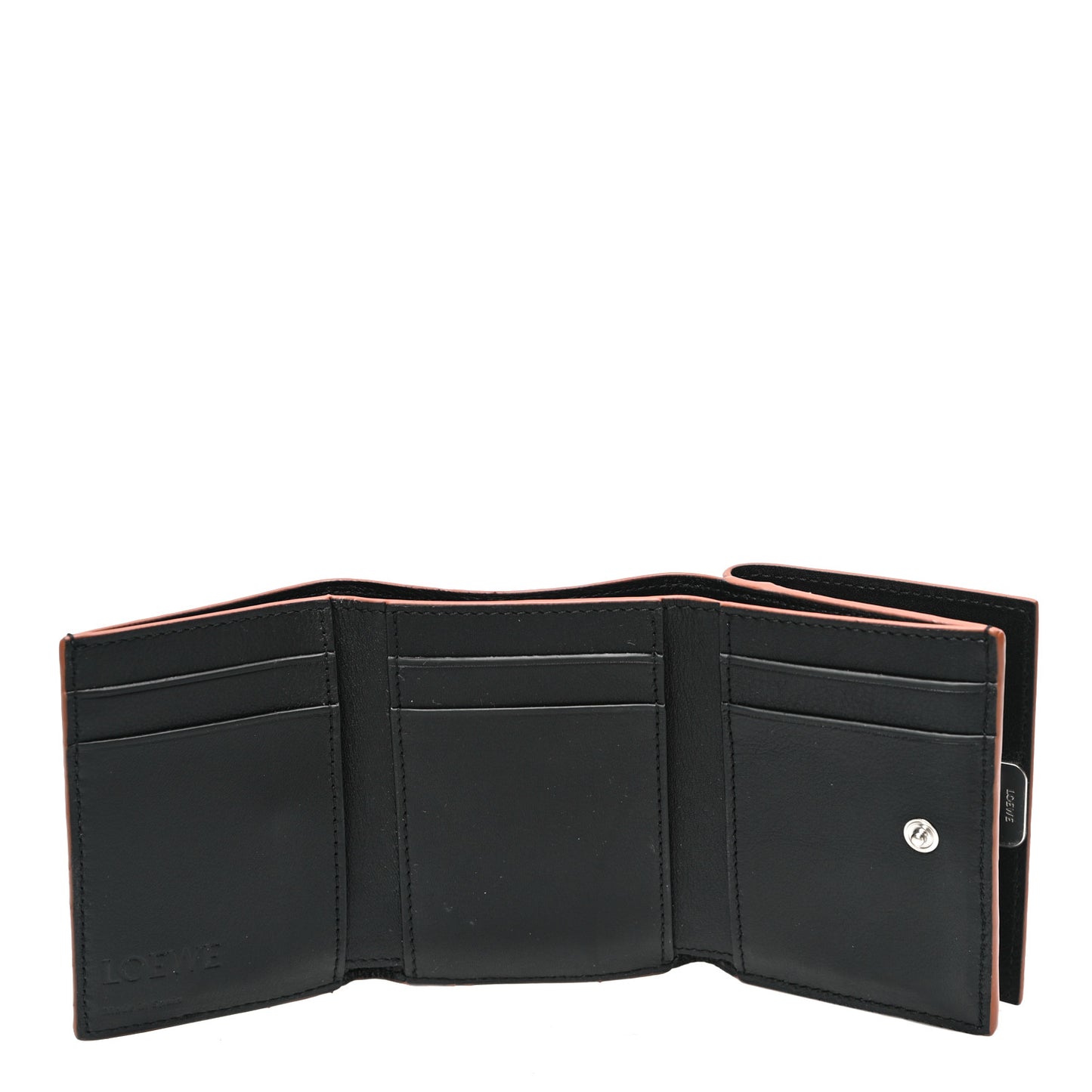 Grained Calfskin Anagram Trifold Wallet Black