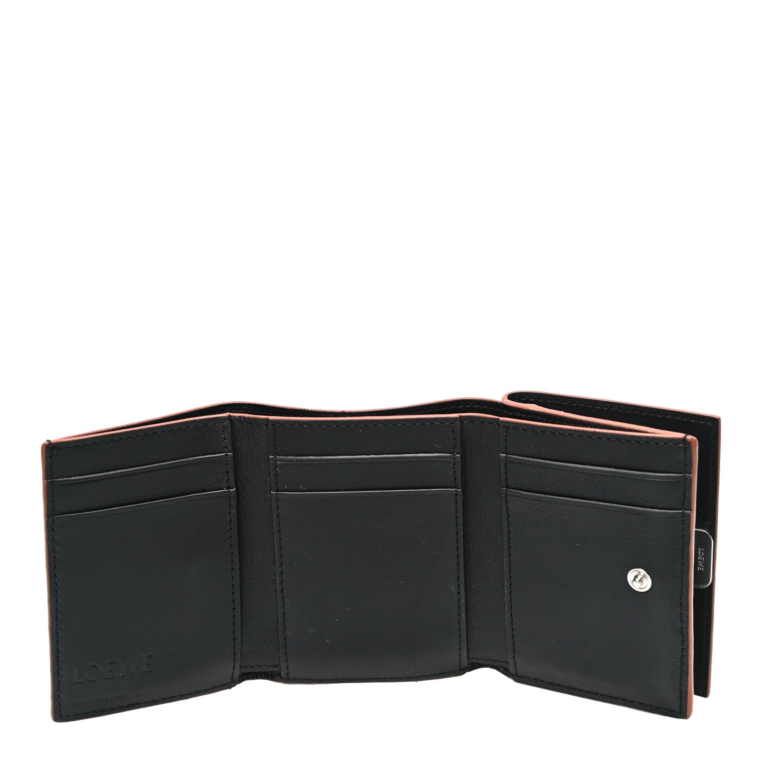 Loewe Grained Calfskin Anagram Trifold Wallet Black 5 of 10