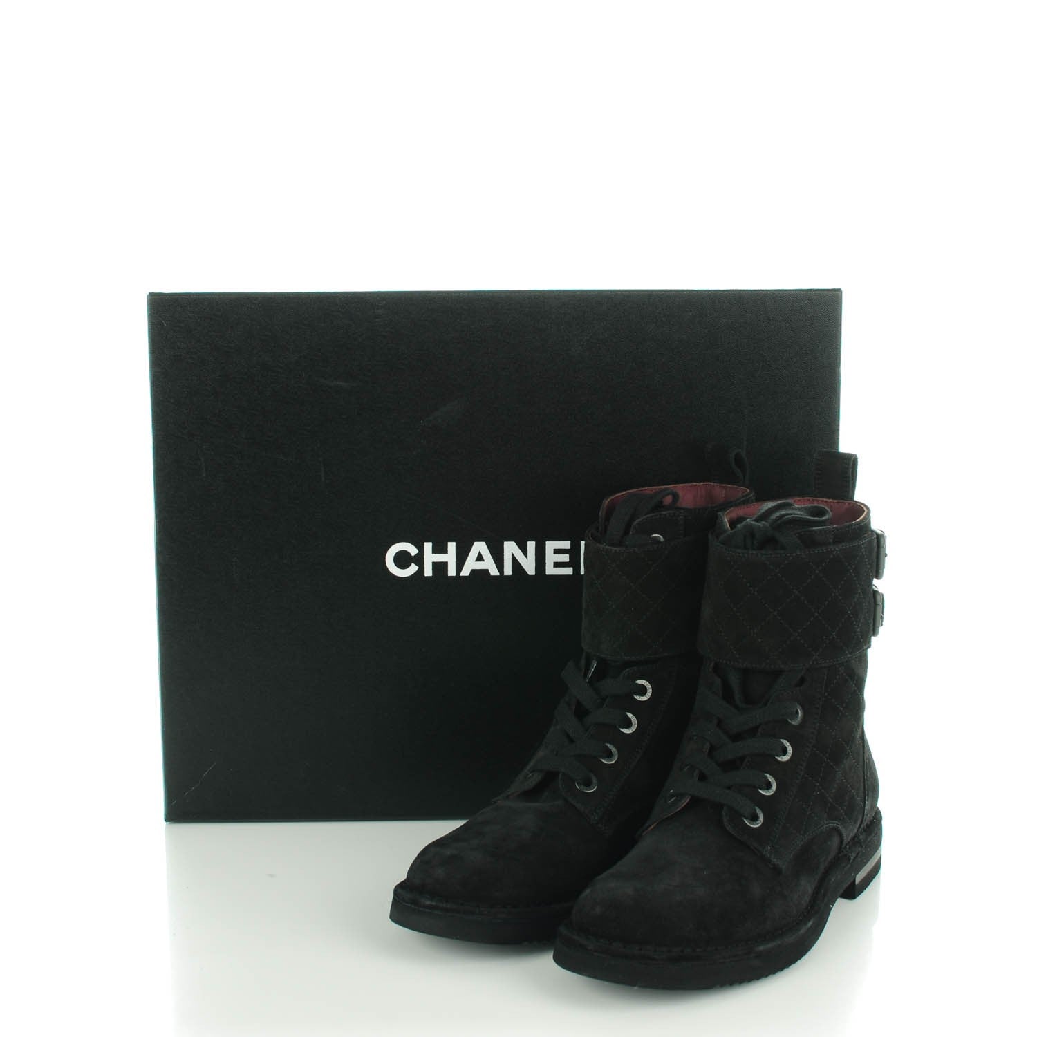Chanel Suede Calfskin Quilted Short Boots 38 Black 5 of 8