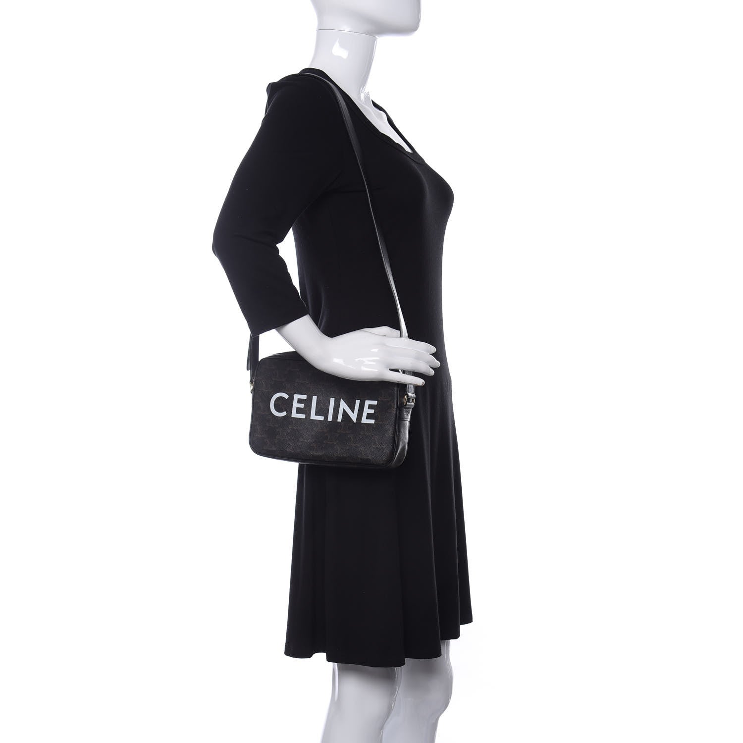 Celine Triomphe Canvas Medium Messenger Bag Black 2 of 9