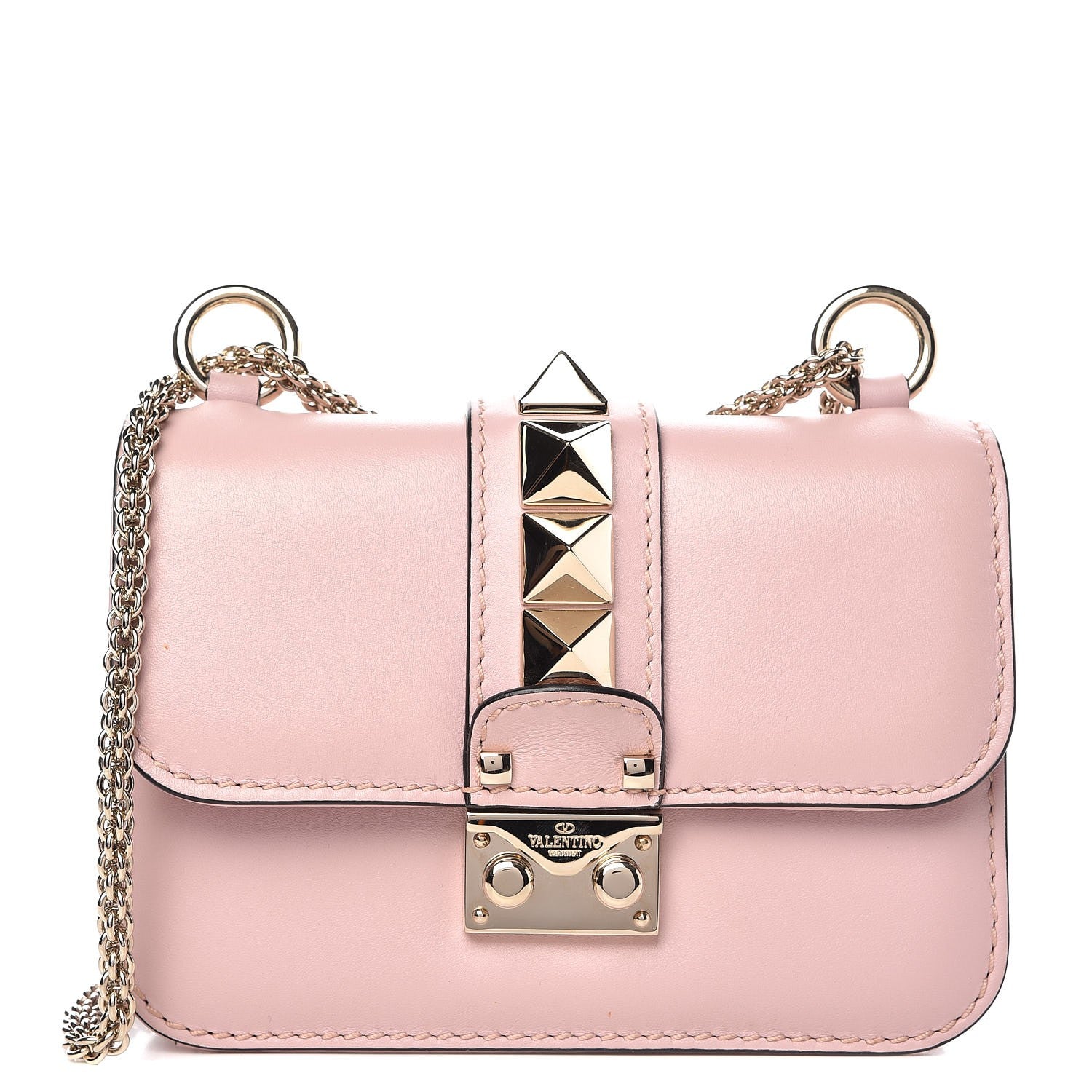 Valentino Garavani Vitello Mini Glam Lock Rockstud Flap Water Rose 1 of 6
