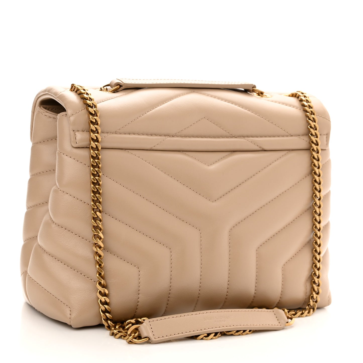 Calfskin Y Quilted Monogram Small Loulou Chain Satchel Dark Beige