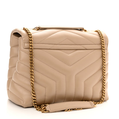 Saint Laurent Calfskin Y Quilted Monogram Small Loulou Chain Satchel Dark Beige 2 of 10