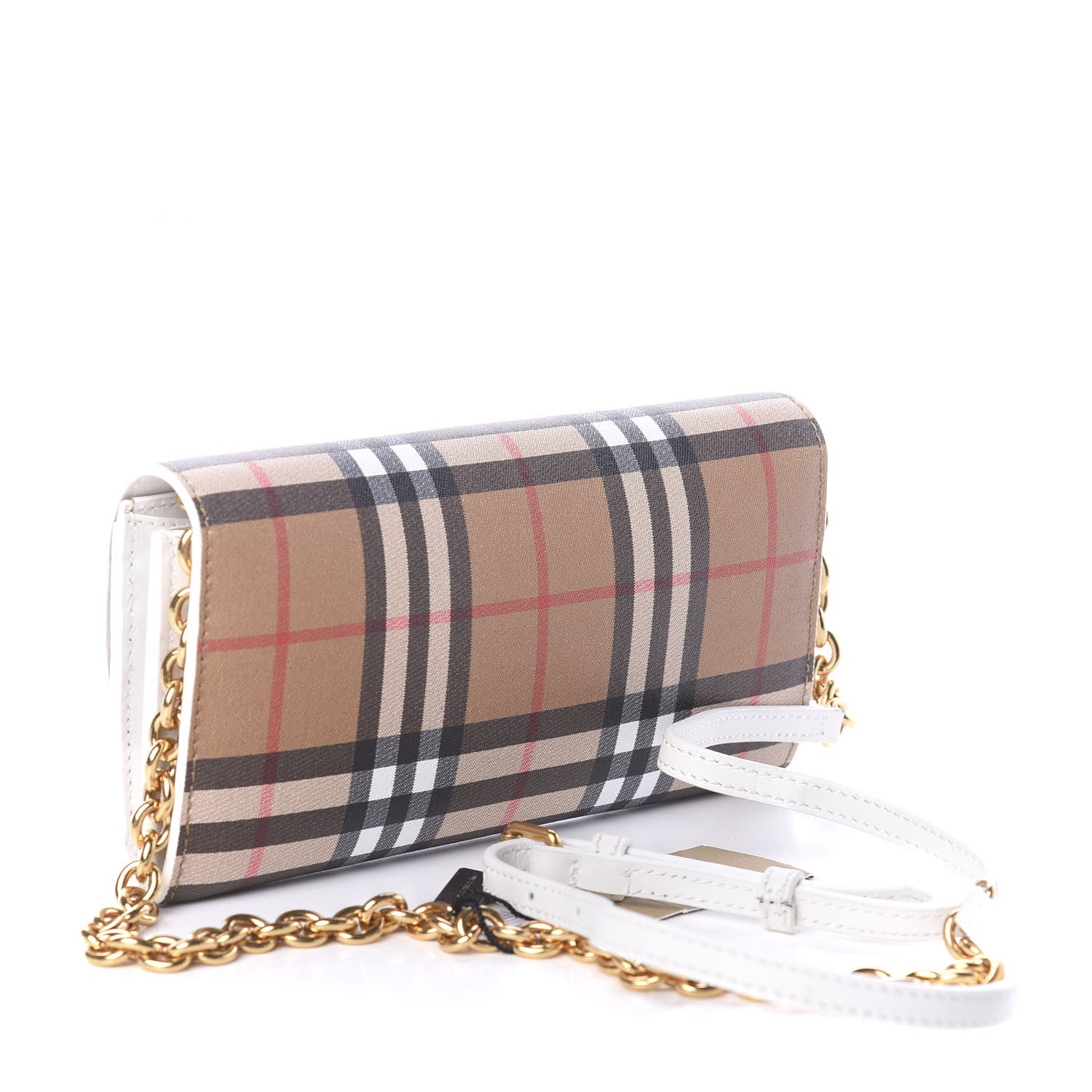 Burberry Vintage Check Henley Wallet On Chain Chalk White 3 of 6