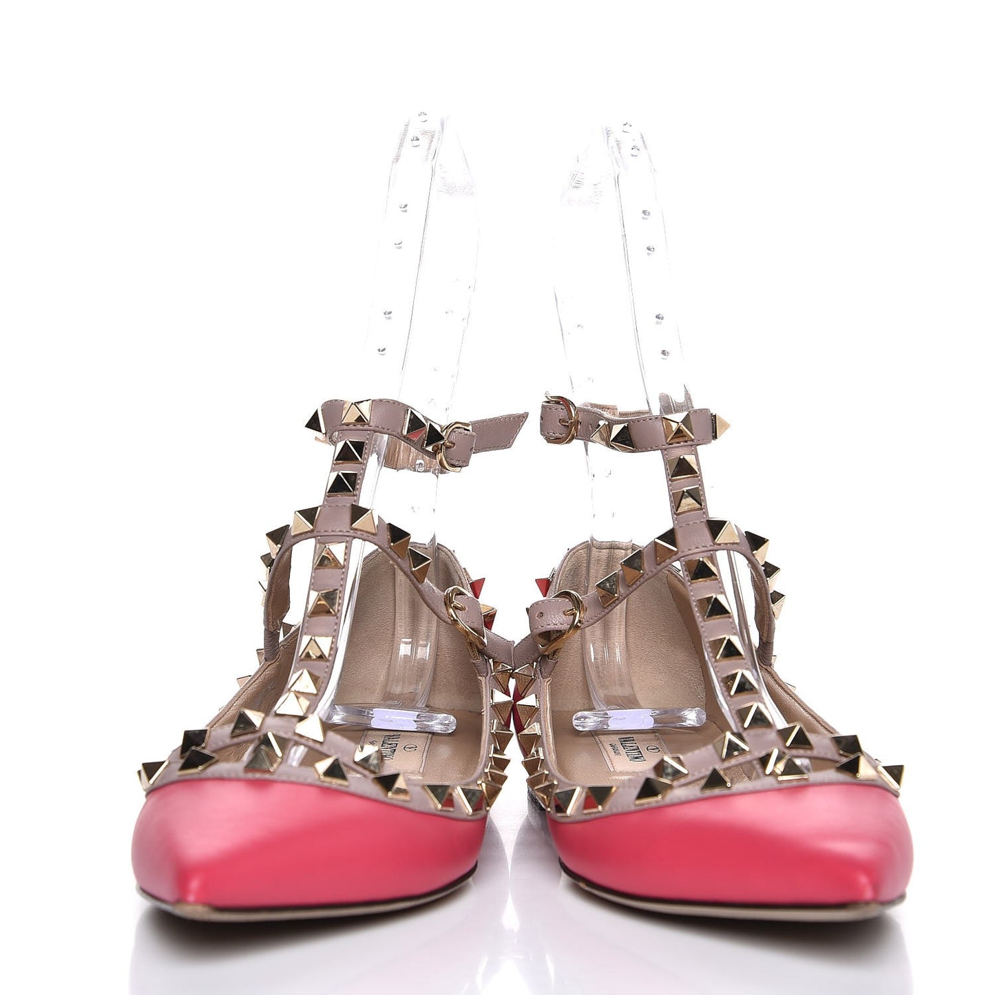 Nappa Rockstud Cage Ballerina Flats 36 Fuchsia Poudre
