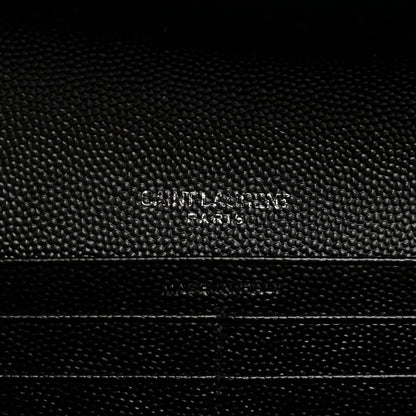 Saint Laurent Grain De Poudre Matelasse Chevron Monogram Flap Wallet Black 6 of 8