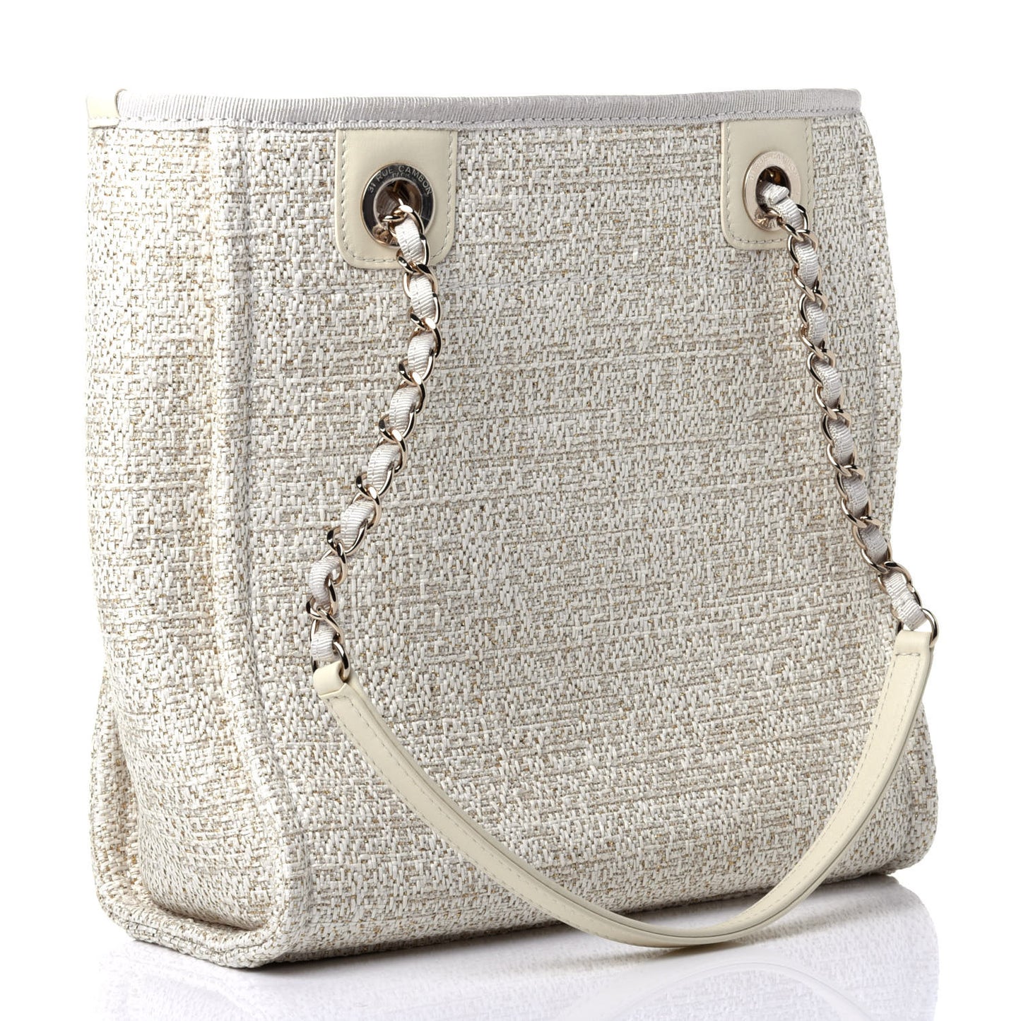 Lurex Boucle Mini Deauville Tote White