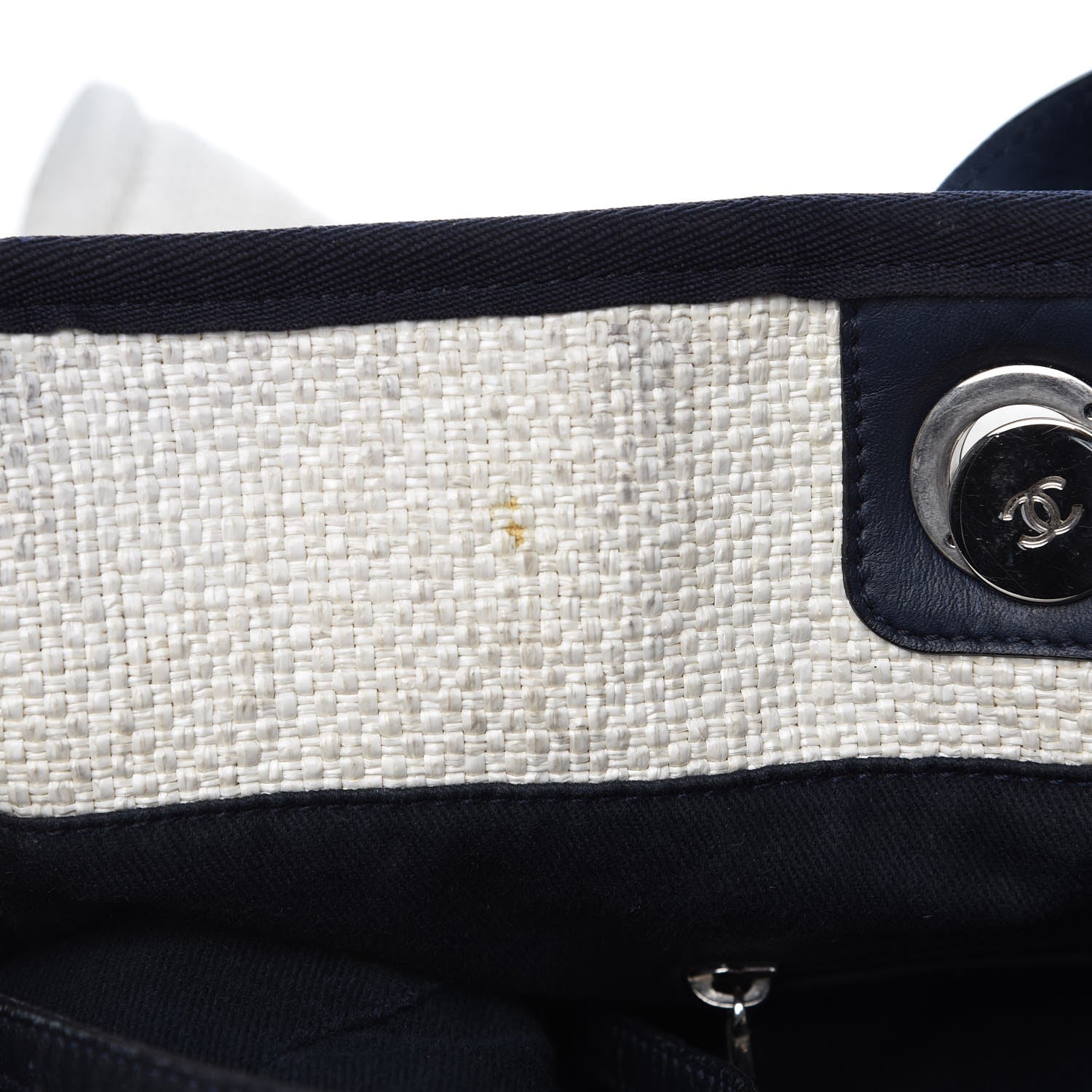 Chanel Woven Straw Raffia Extra Large Deauville Tote White Navy 11 of 17