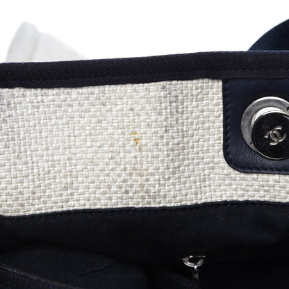Chanel Woven Straw Raffia Extra Large Deauville Tote White Navy 11 of 17