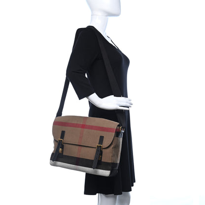 Burberry Canvas Mega Check Large Baildon Messenger Bag Black 2 of 11