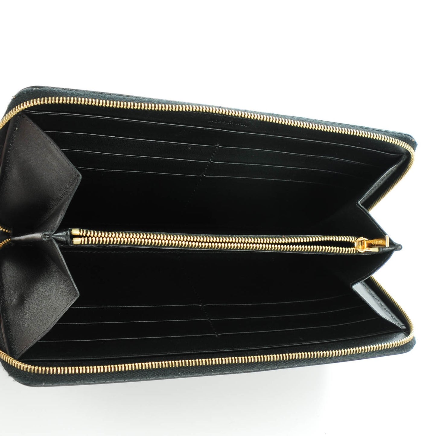 Spazzolato Calfskin Large Zip Around Multifunction Wallet Black