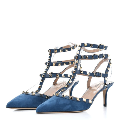 Valentino Garavani Suede Rockstud Ankle Strap 65mm Pumps 38.5 Peacock 3 of 7