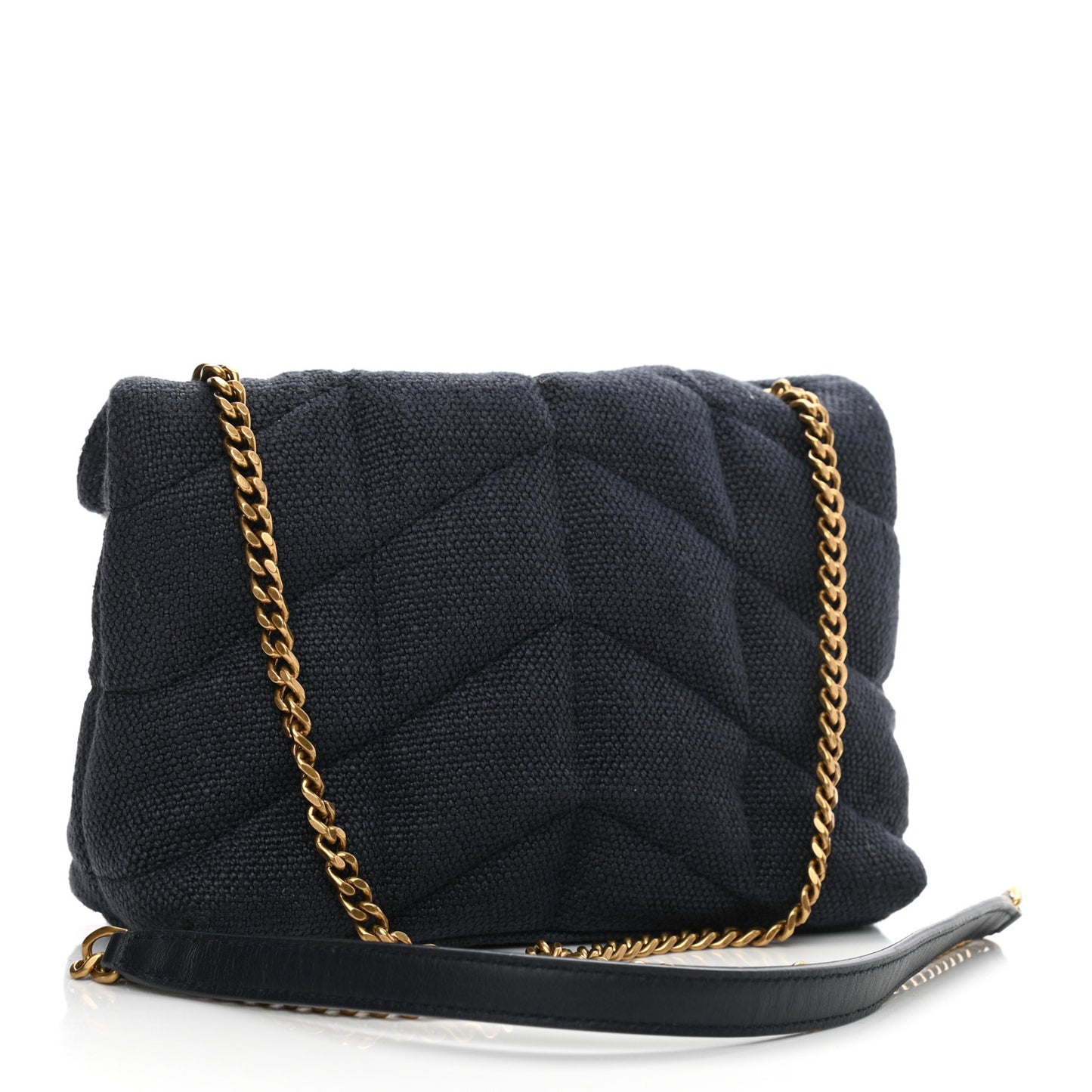 Canvas Quilted Toy Loulou Puffer Monogram Chain Satchel Deep Marine