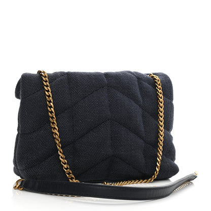 Saint Laurent Canvas Quilted Toy Loulou Puffer Monogram Chain Satchel Deep Marine 3 of 10