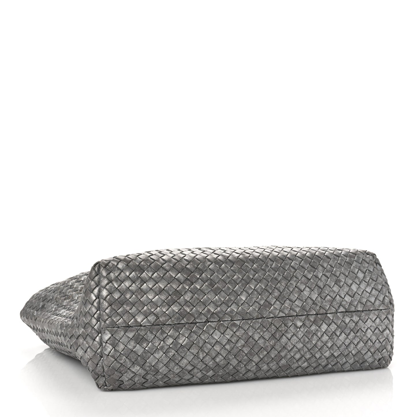 Metallic Nappa Intrecciato Medium Moon Cabat Silver