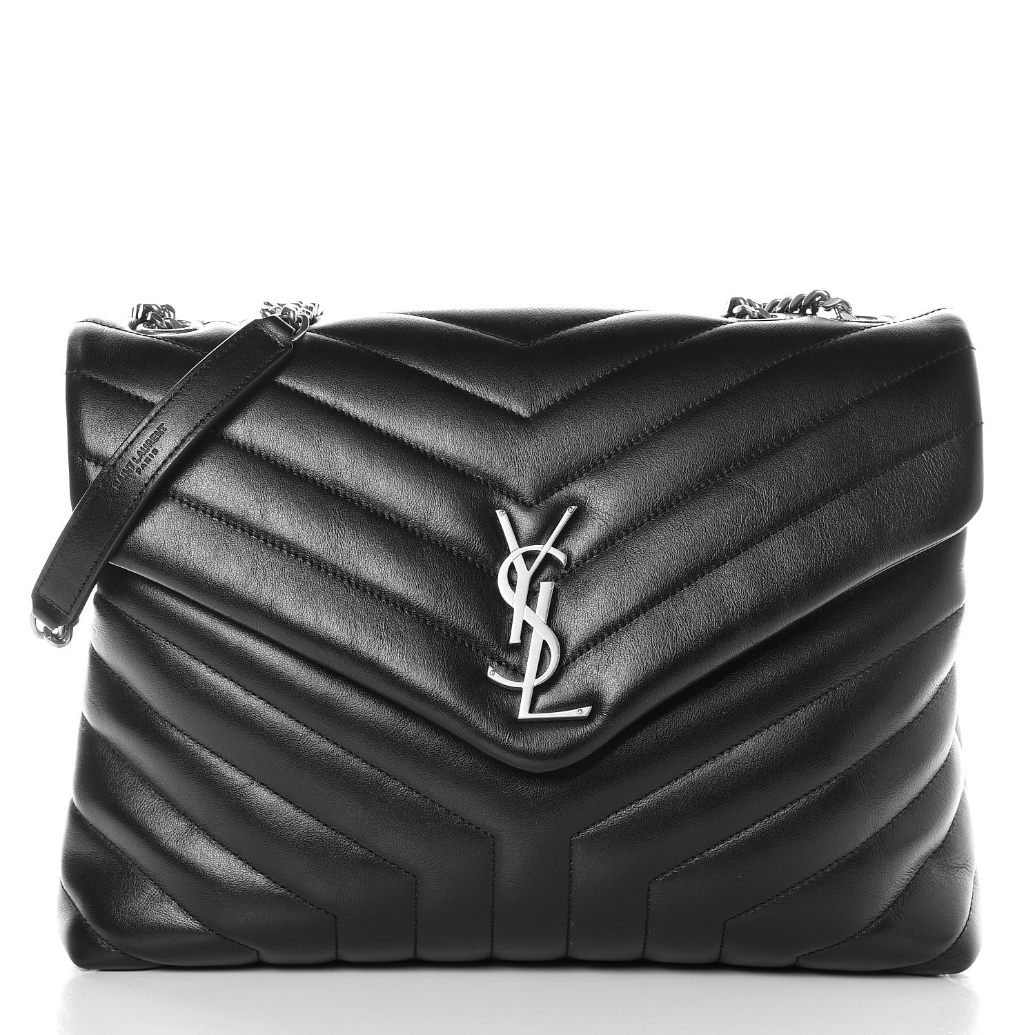 Saint Laurent Calfskin Y Quilted Monogram Medium Loulou Chain Satchel Black 1 of 8