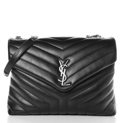Saint Laurent Calfskin Y Quilted Monogram Medium Loulou Chain Satchel Black 1 of 8