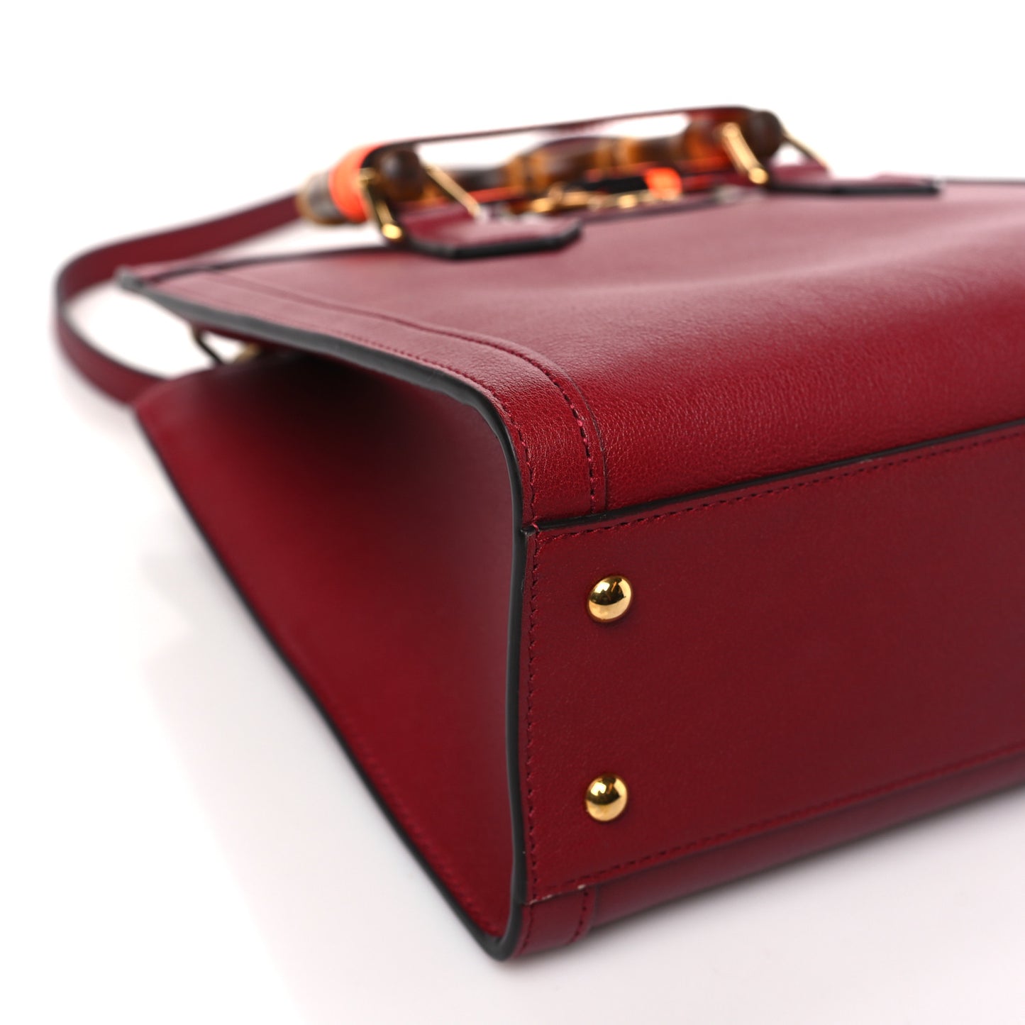 Wonka Grain Calfskin Small Diana Tote Bag Dark Red Orange Fluo