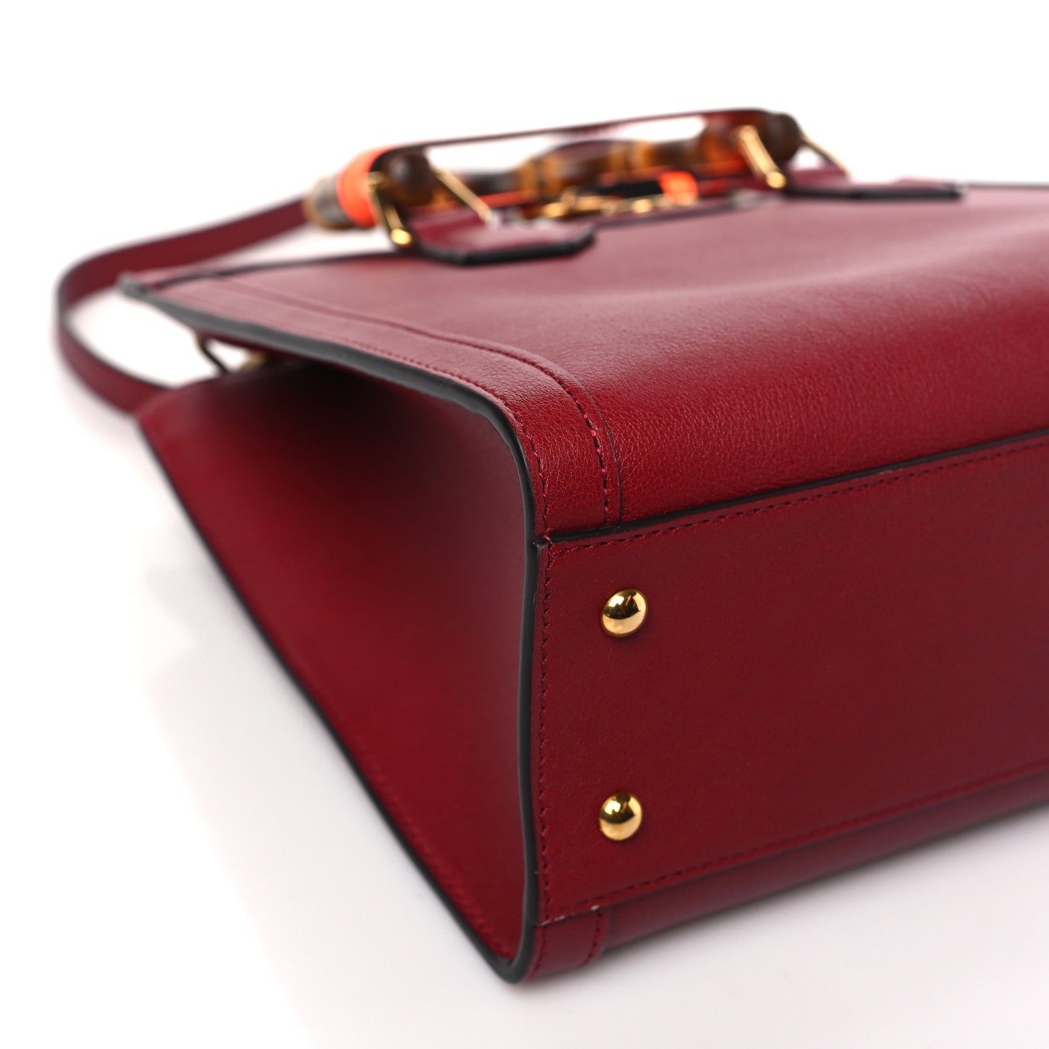 Gucci Wonka Grain Calfskin Small Diana Tote Bag Dark Red Orange Fluo 8 of 9