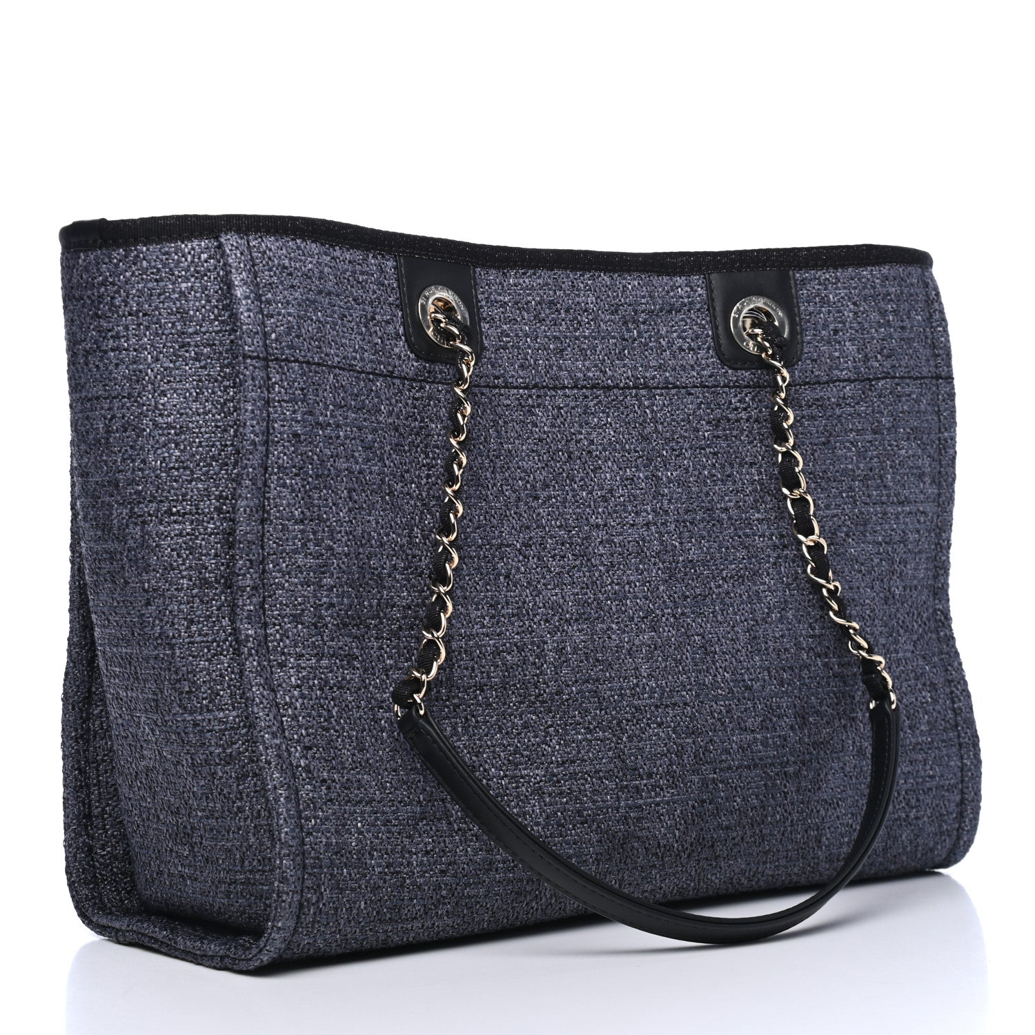 Chanel Lurex Boucle Small Deauville Tote Black 2 of 6
