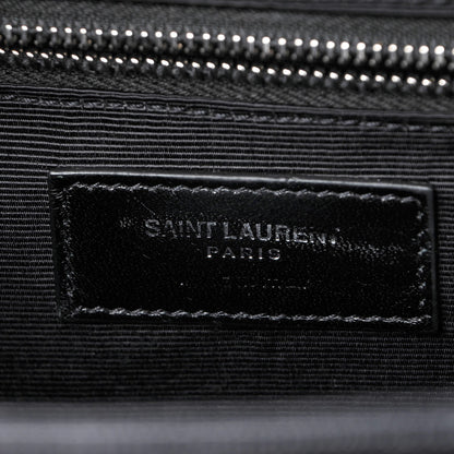 Saint Laurent Grain De Poudre Matelasse Chevron Large Monogram Satchel Black 7 of 9