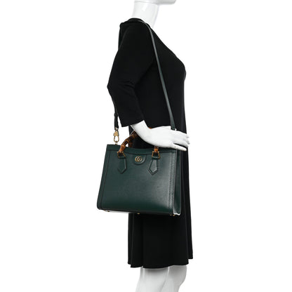 Gucci Textured Dollar Calfskin Web Small Diana Tote Bag Green 2 of 15