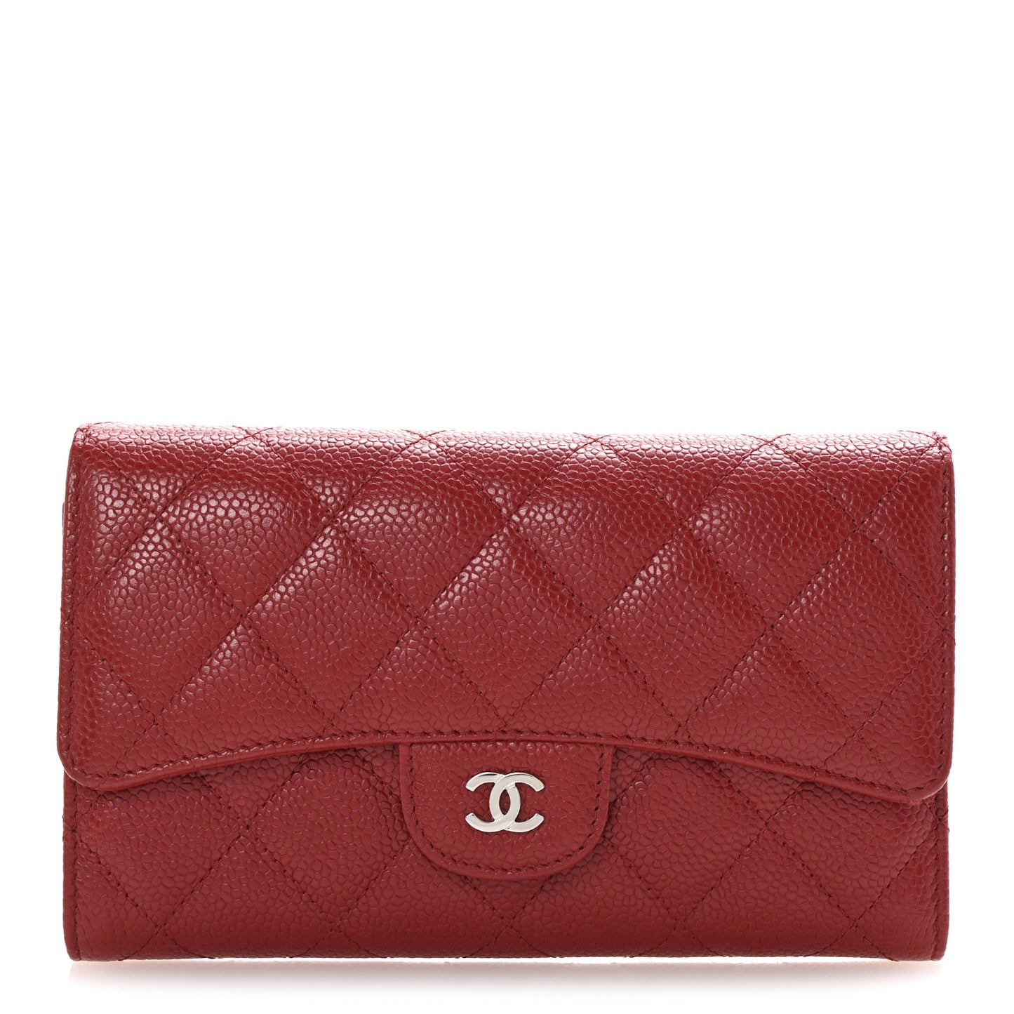 Caviar Quilted Large Flap Wallet Red