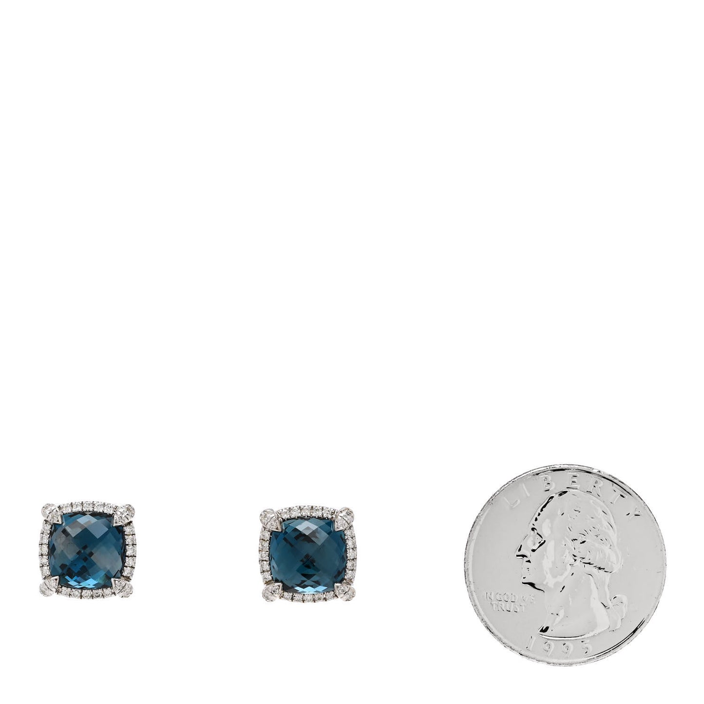 Sterling Silver Hampton Blue Topaz Diamond 9mm Chatelaine Bezel Stud Earrings