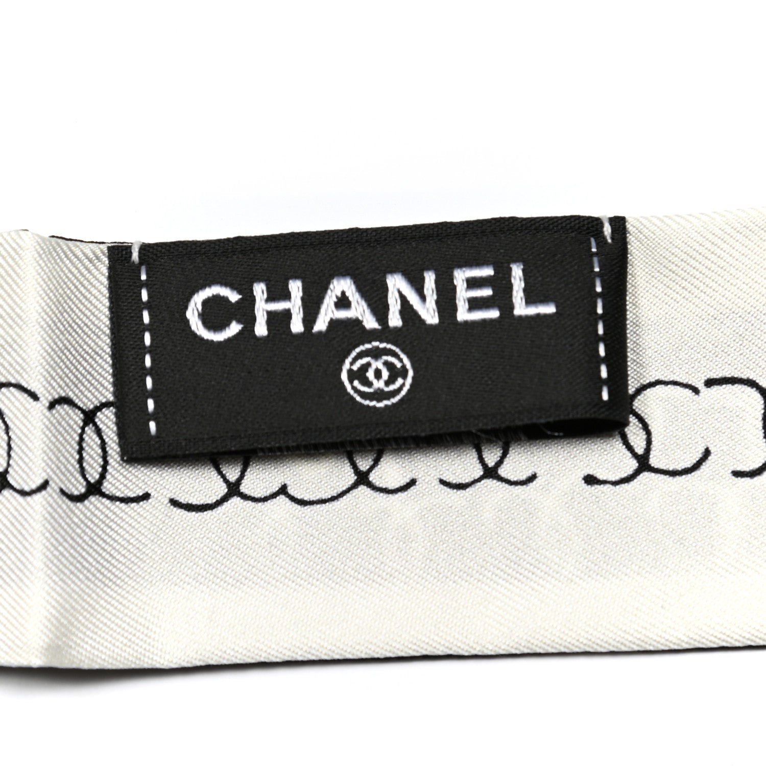 Chanel Silk CC Bandeau Scarf Black White 3 of 3