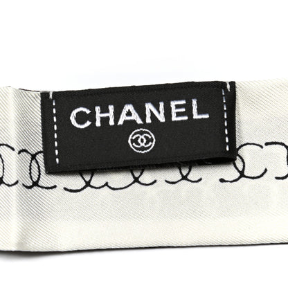 Chanel Silk CC Bandeau Scarf Black White 3 of 3