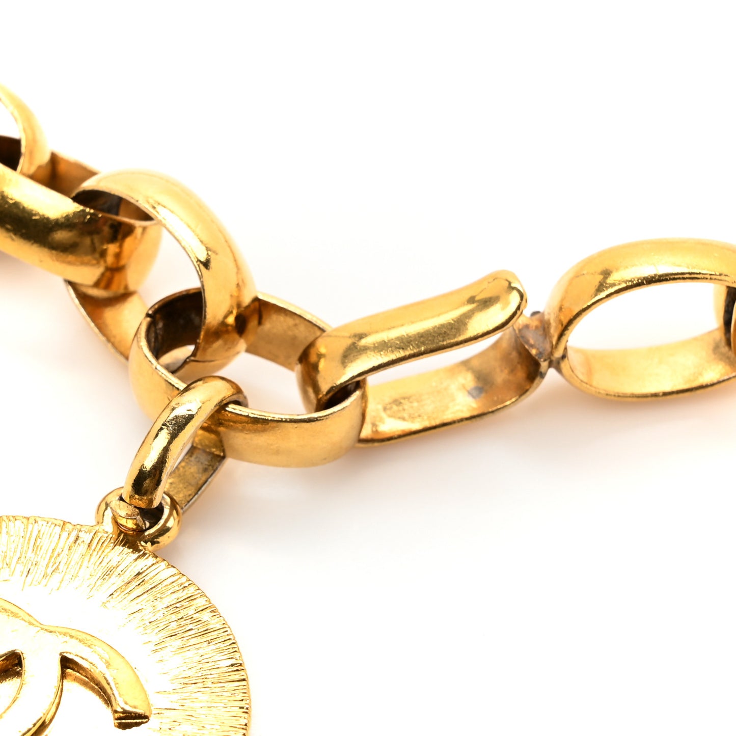 Metal Chain CC Medallion Belt Gold