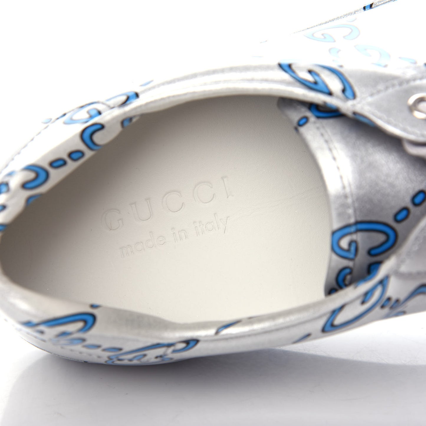 Miro Rubber Wax GucciGhost Print Mens New Ace Sneakers 9 Silver