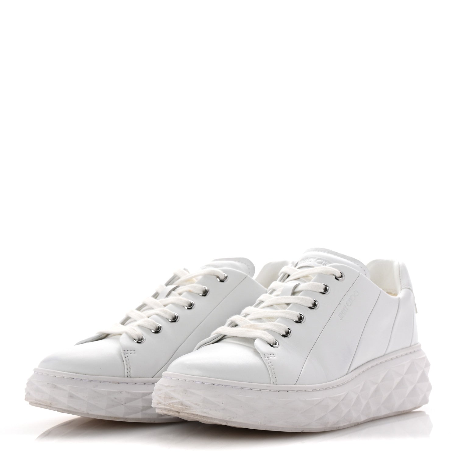 Jimmy Choo Nappa Diamond Light Platform Sneakers 39.5 White 4 of 8