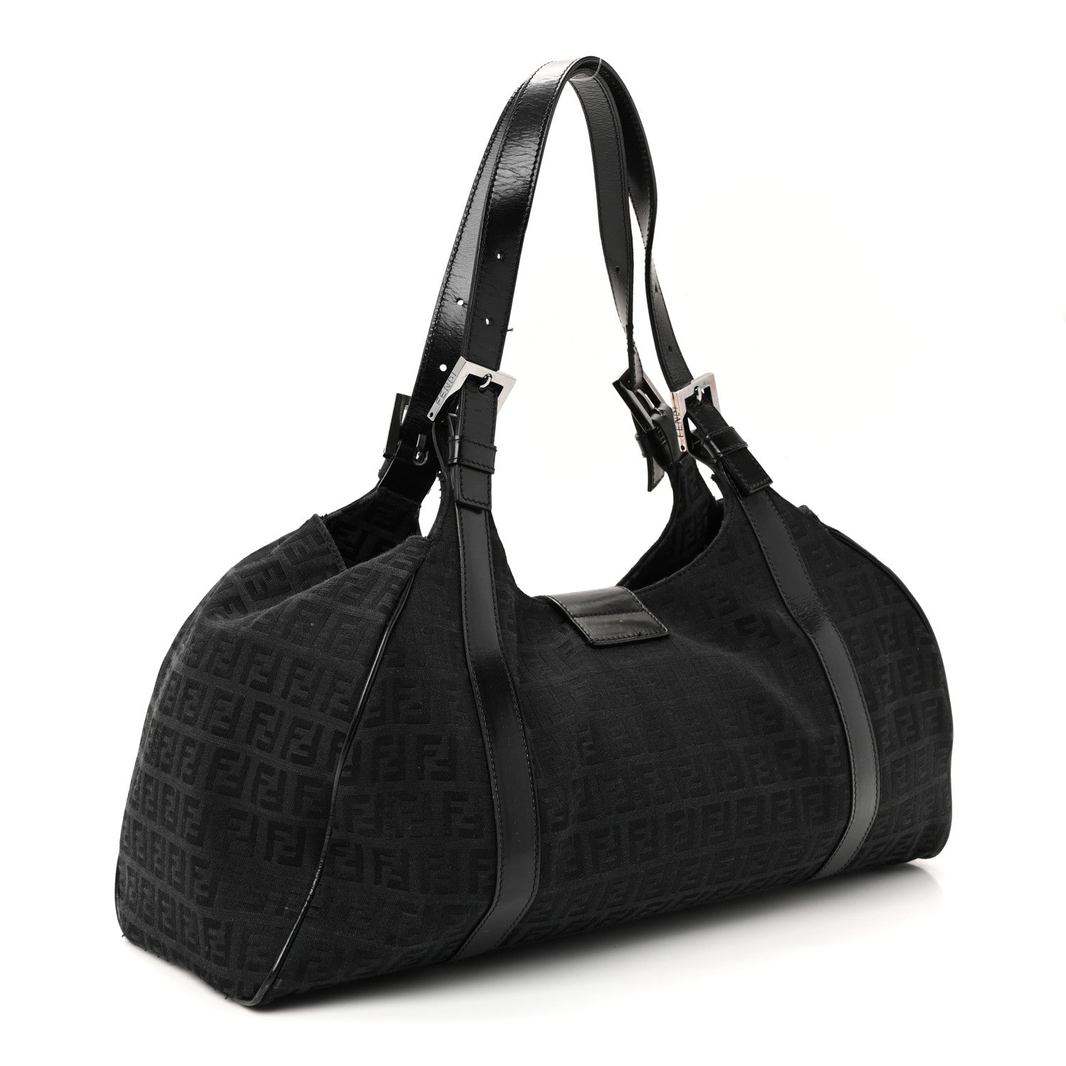 Fendi Zucchino Vitello Shoulder Bag Black 3 of 9