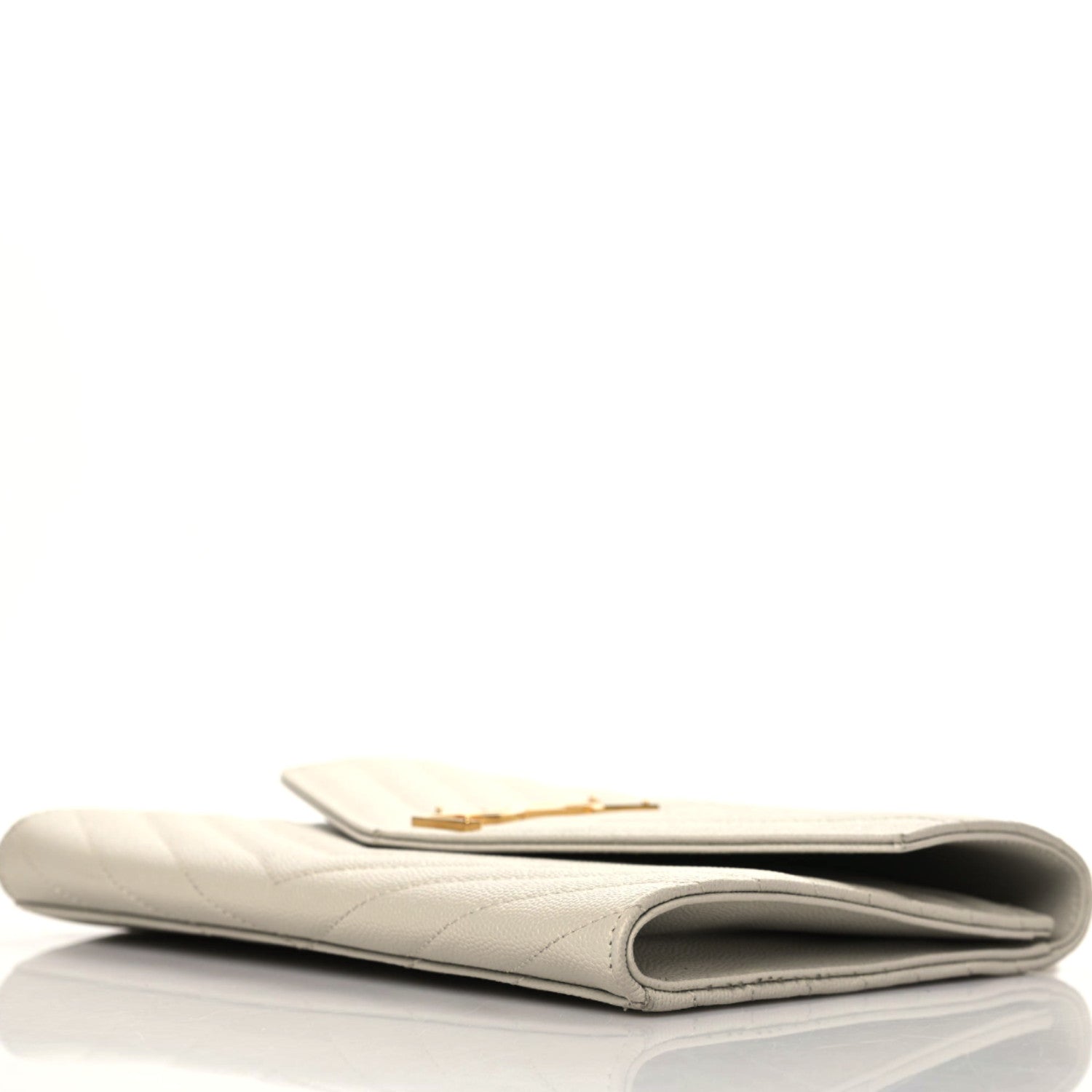 Saint Laurent Grain De Poudre Matelasse Chevron Monogram Envelope Clutch Blanc Vintage 7 of 10