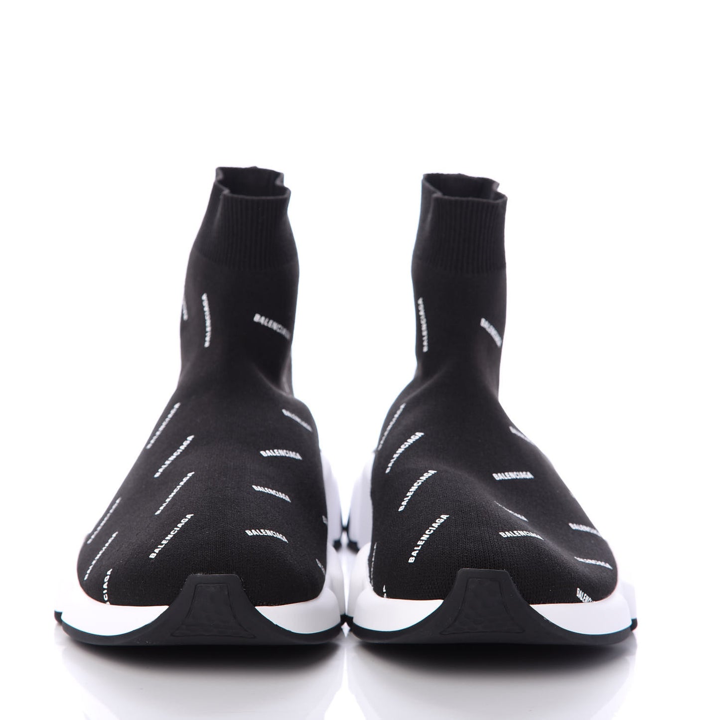 Neoprene Knit Allover Logo Bi-Color Sole Mens Speed Sneakers 42 Black White