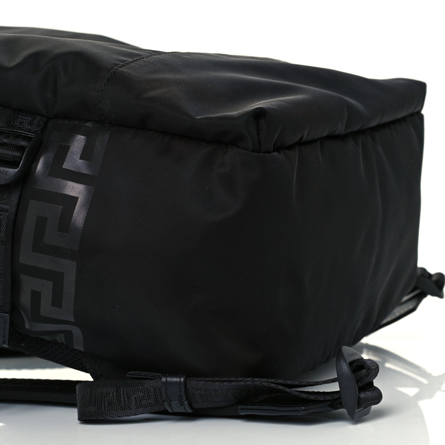 Nylon La Greca Logo Backpack Black