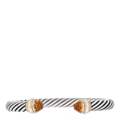 David Yurman Sterling Silver 14K Yellow Gold Citrine 7mm Cable Classics Bracelet 1 of 3