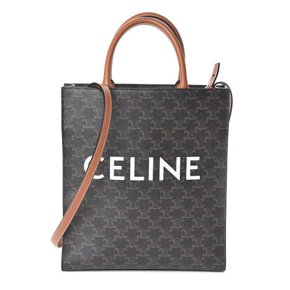 Celine Triomphe Canvas Calfskin Small Vertical Cabas Tan 1 of 7