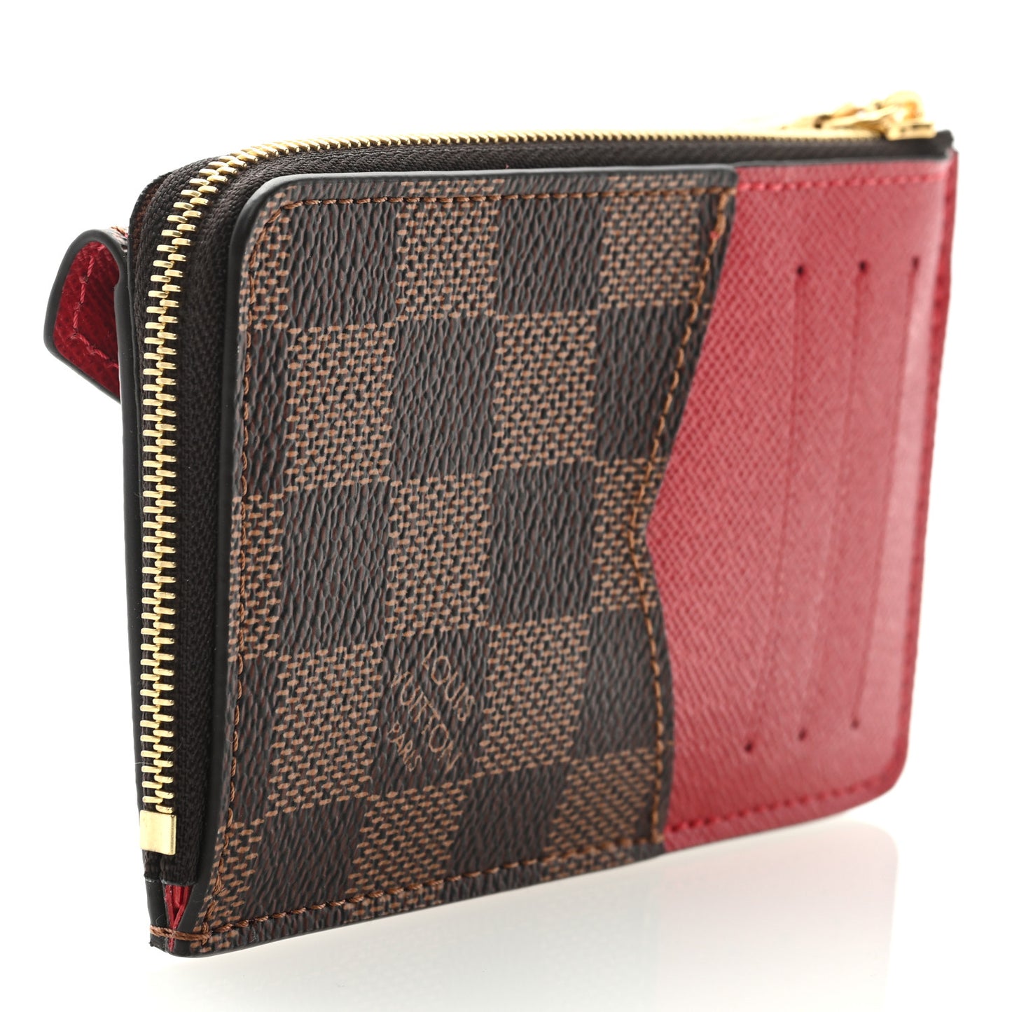 Damier Ebene Recto Verso Card Holder Red