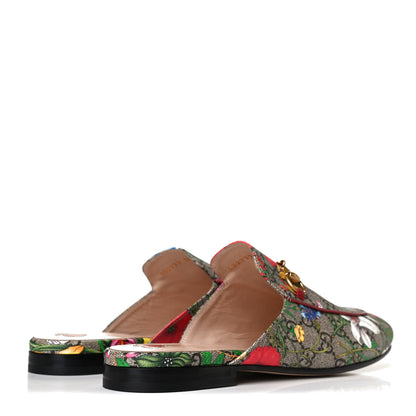 Gucci GG Supreme Monogram Flora Womens Princetown Slippers 39 Beige Ebony Multicolor Rosso 4 of 9
