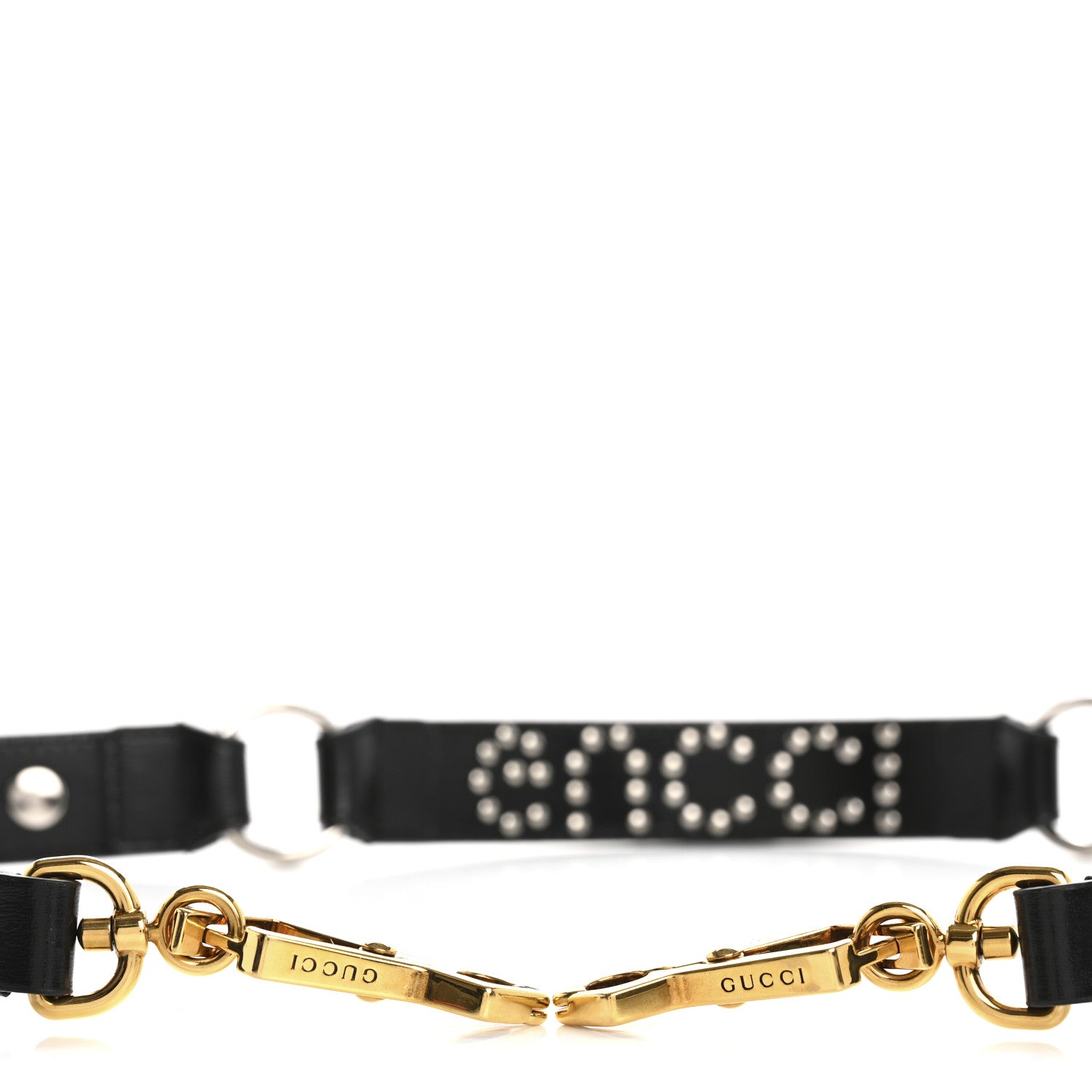 Gucci Calfskin Studded Logo Shoulder Strap Black 3 of 6