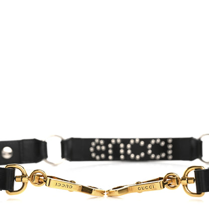 Gucci Calfskin Studded Logo Shoulder Strap Black 3 of 6