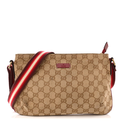 Gucci Monogram Web Small Flat Messenger Crossbody Pink Gold 1 of 14