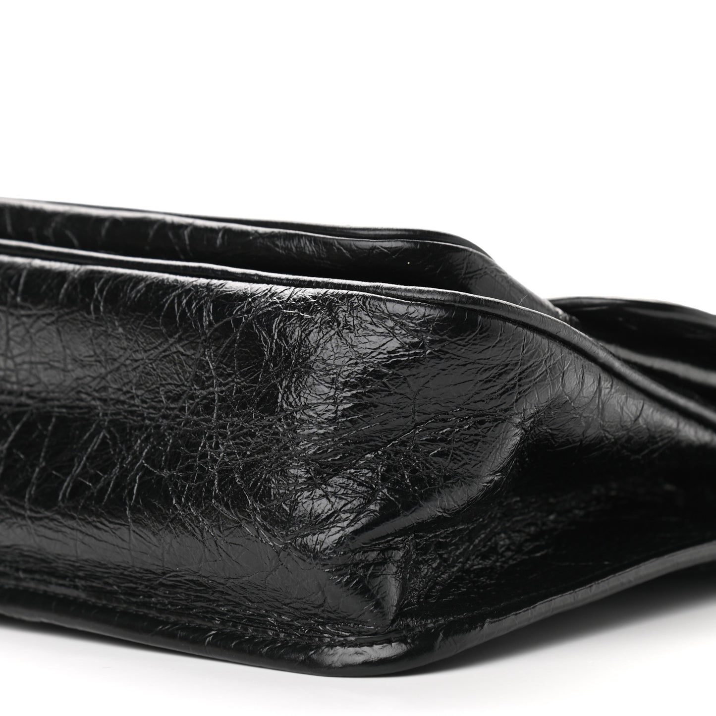 Crinkled Calfskin Matelasse Monogram Medium Niki Chain Satchel Black