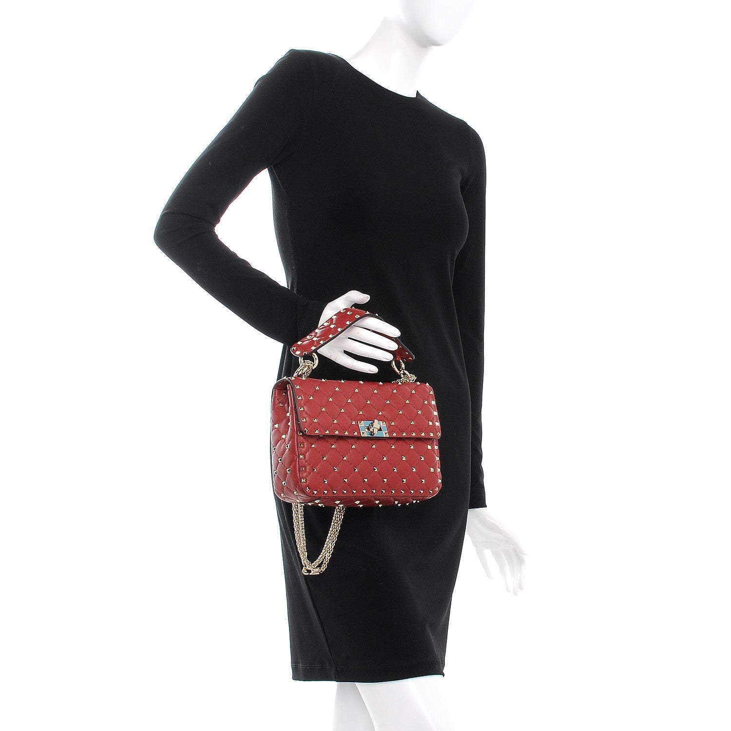 Valentino Garavani Nappa Medium Rockstud Spike Shoulder Bag Rosso Valentino 3 of 8